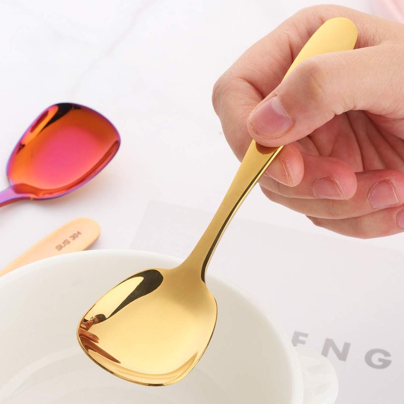 DOBUYOO Stianless Steel Soup Spoon, Table Spoon, Set of 8 (multicolor) - Image 2
